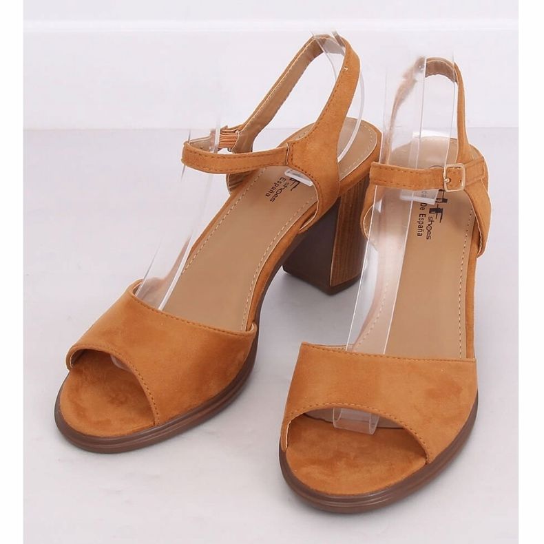 Sandály na vysokém podpatku velbloud 660-6 Camel hnědý vícebarevný 1