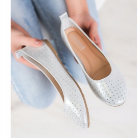 SHELOVET Prolamované baleríny stříbro 1