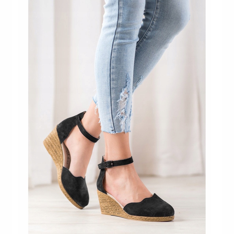 Filippo Kožené klínové boty černá 1