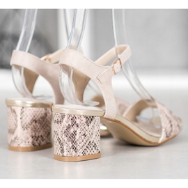 Goodin Pohodlné sandály na nízkém sloupku béžový zlatý 1