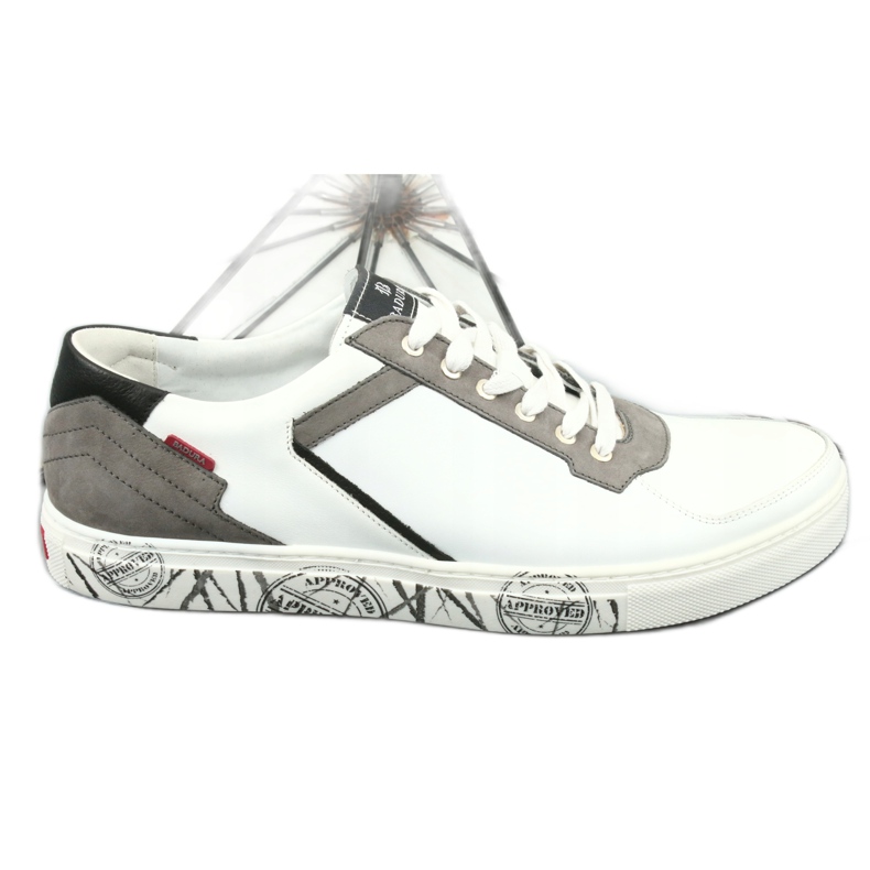 Kožená sportovní obuv Badura 3361 bílá bílý černá šedá 3