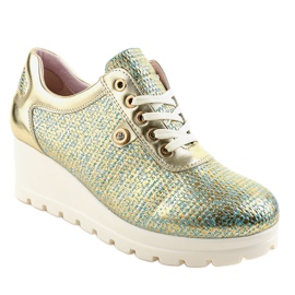 Zlaté trendy klínové tenisky JFL663-5 zlatý 1 Zlaté trendy klínové tenisky JFL663-5 zlatý 1