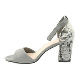 Sergio Leone Dámské sandály na post -vzoru zvířat SK873 Grey šedá 4