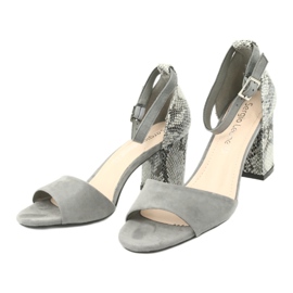 Sergio Leone Dámské sandály na post -vzoru zvířat SK873 Grey šedá 5