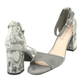 Sergio Leone Dámské sandály na post -vzoru zvířat SK873 Grey šedá 6