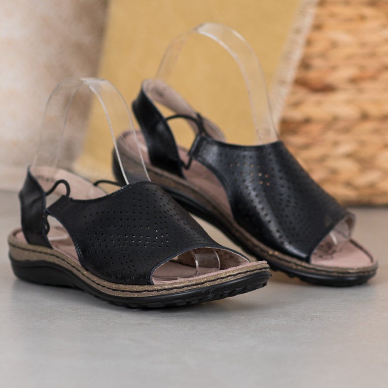 Pohodlné kožené boty VINCEZA černý 1