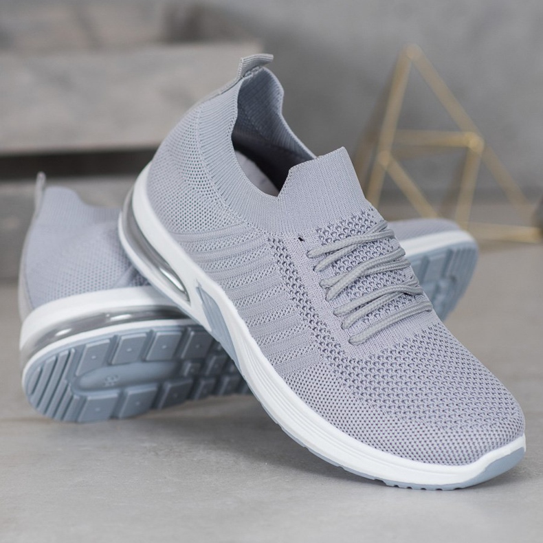 SHELOVET Šedé textilní boty na platformě šedá 1