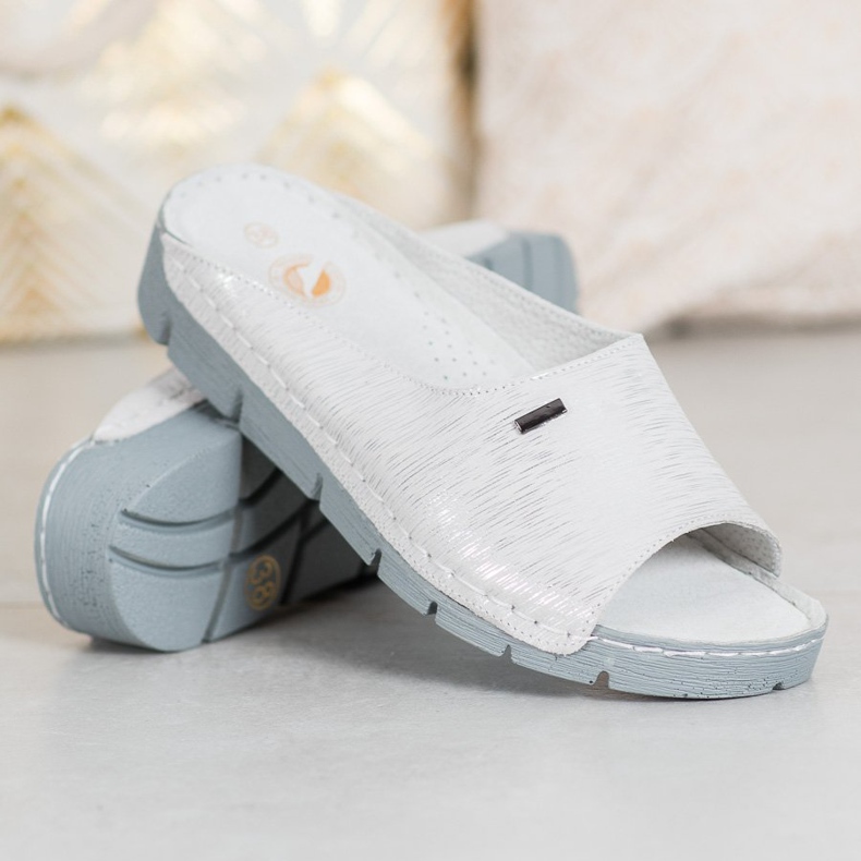 Goodin Pohodlné kožené přezůvky šedá 1