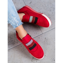 Ideal Shoes Nazouvací tenisky se zipem červený 1