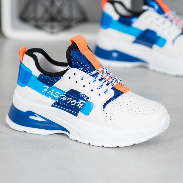 SHELOVET Bílé módní tenisky bílý modrý 1