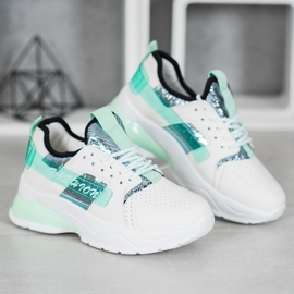 SHELOVET Bílé módní tenisky bílý zelený 1