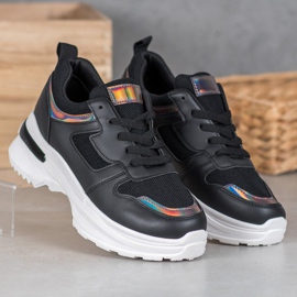 SHELOVET Černé tenisky s efektem Holo černá 1