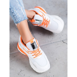 Ideal Shoes Tenisky s oranžovými vložkami bílý vícebarevný 1