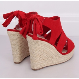 Červené espadrilky na klíncích, červené 77-77 červené červený 1