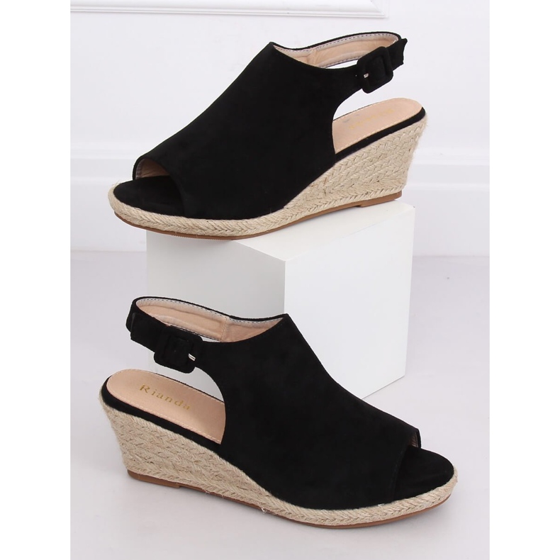 Černé espadrilky na klínech F3303 černé černý 1