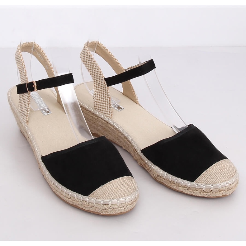 Černé espadrilky na klínech LLI-3M85 Black hnědý černý 1
