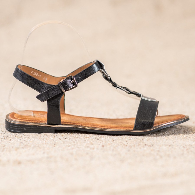 Small Swan Pohodlné černé sandály černá 2