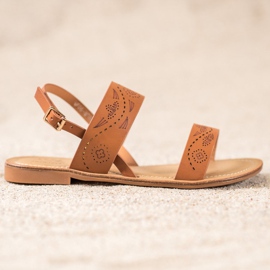 Small Swan Sandály S Prolamovaným Vzorem hnědý 2