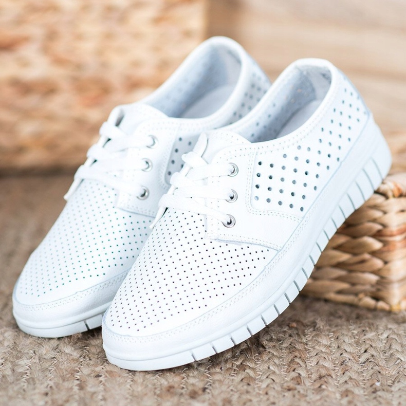 Kylie Kožené Brogues Na Platformě bílý 1