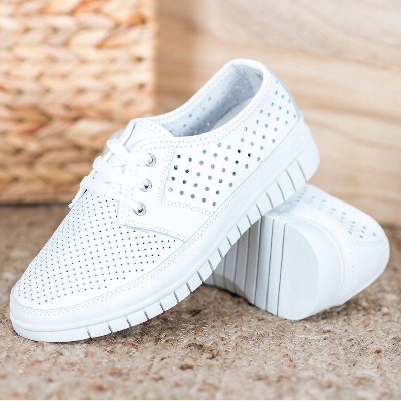 Kylie Kožené Brogues Na Platformě bílý 2