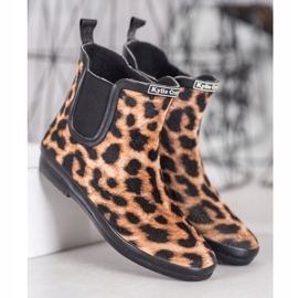 Kylie Semišové holínky s leopardím potiskem hnědý černý 1