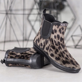 Kylie Semišové holínky s leopardím potiskem béžový černý 1