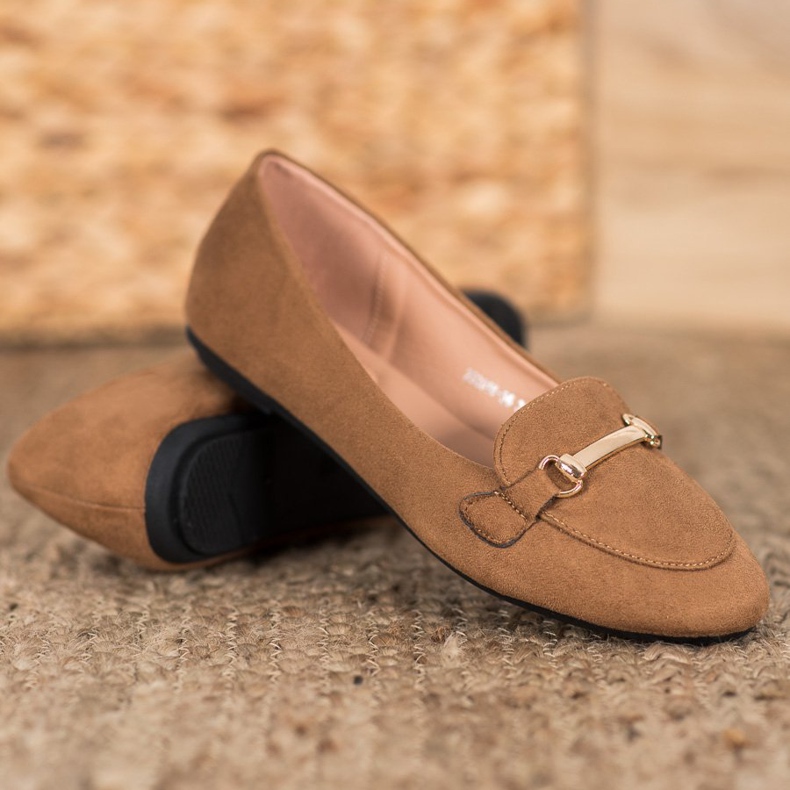 SHELOVET Semišové balerínky hnědý 1