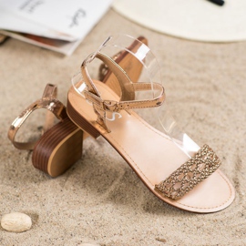 Small Swan Elegantní pletené sandály žlutá 1