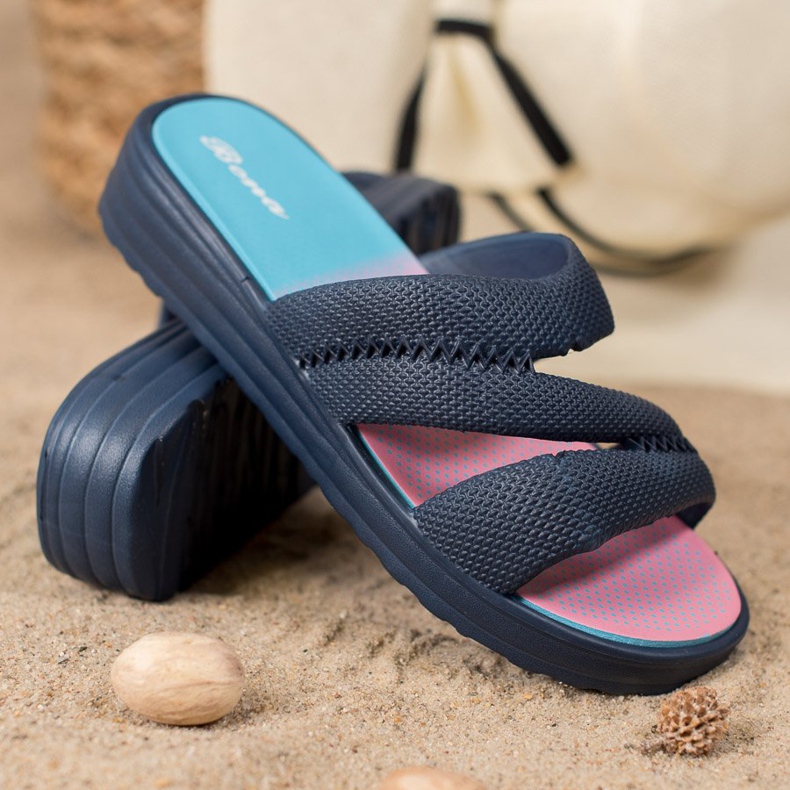 Bona Pohodlné tmavě modré pantofle námořnická modrá modrý 1