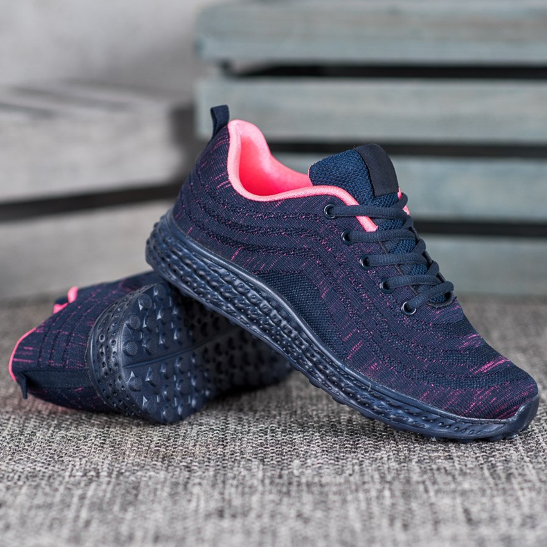 Bona Lehká textilní obuv námořnická modrá růžový 2