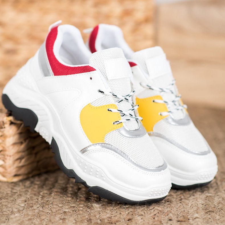 SHELOVET Módní šněrované tenisky bílý 1