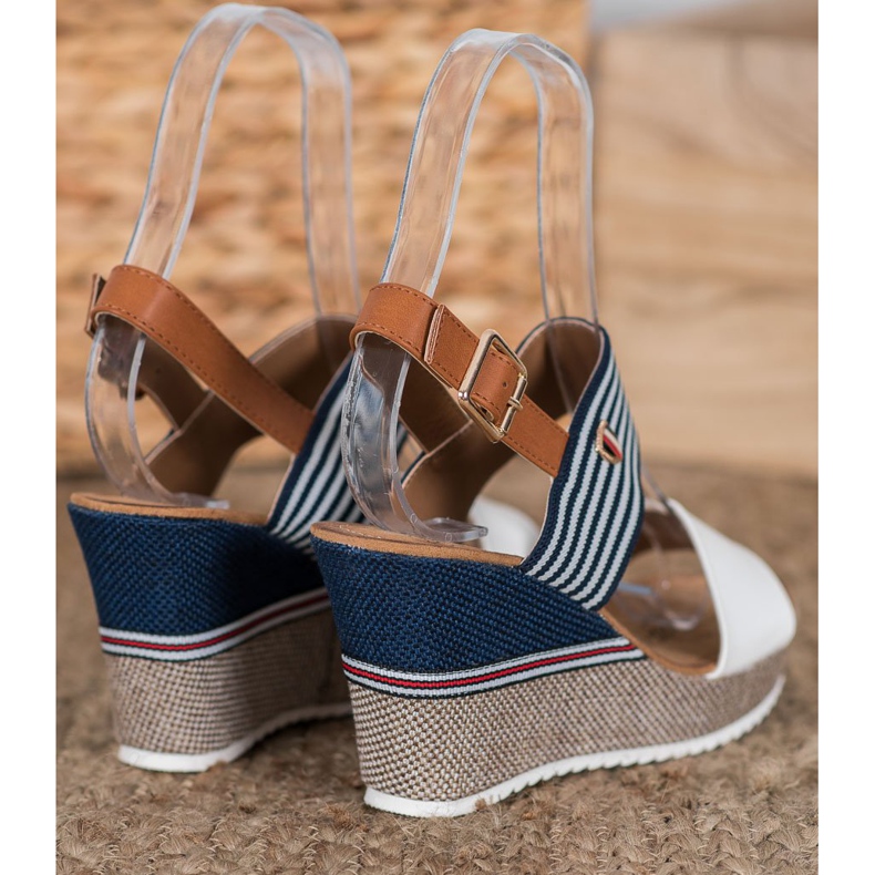 Goodin Sandály na klínku bílý modrý 1