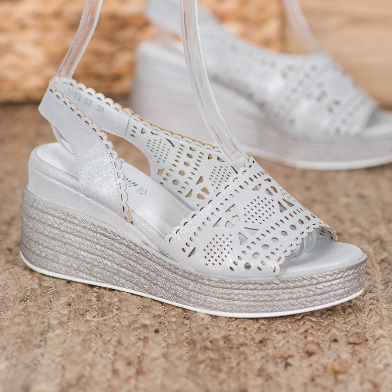 Goodin Prolamované klínové sandály šedá 2