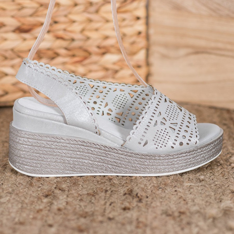 Goodin Prolamované klínové sandály šedá 1