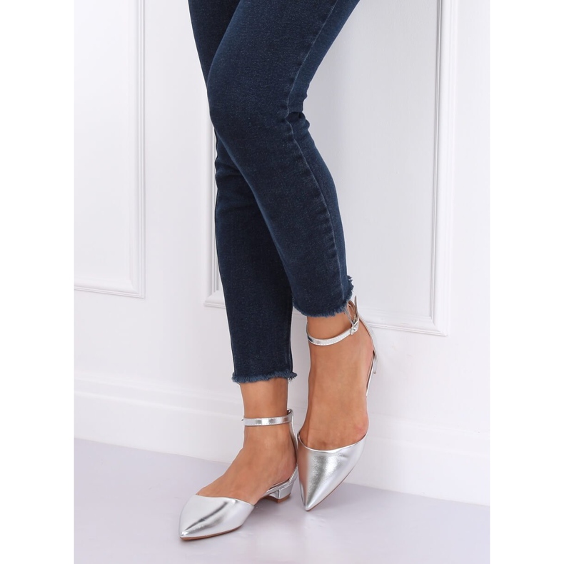 Stříbrné broušené balerínky MM-795 Silver šedá 1