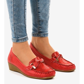 Červené matné klínové boty BO-303 1 Červené matné klínové boty BO-303 1