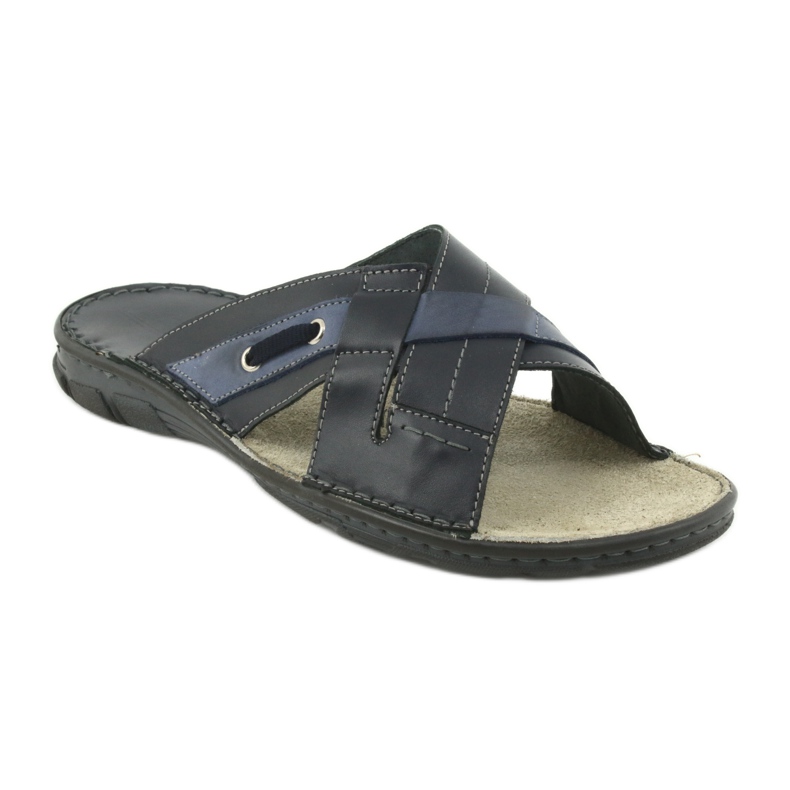 Pohodlné kožené pantofle Naszbut 055 námořnická modrá modrý 1