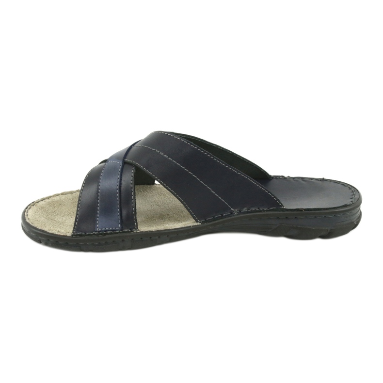 Pohodlné kožené pantofle Naszbut 055 námořnická modrá modrý 2