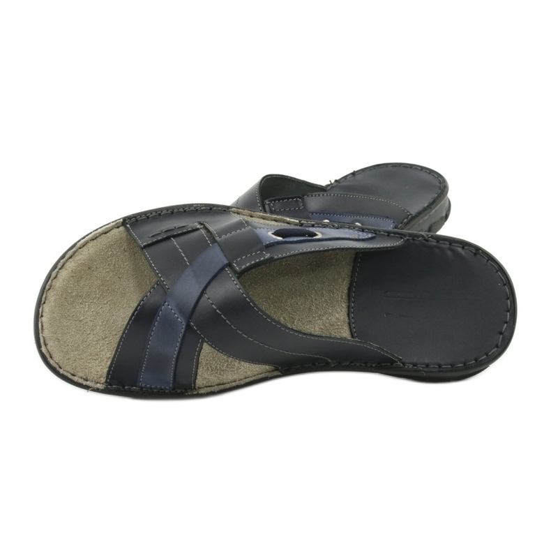 Pohodlné kožené pantofle Naszbut 055 námořnická modrá modrý 5