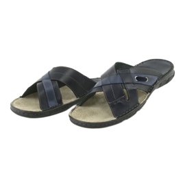 Pohodlné kožené pantofle Naszbut 055 námořnická modrá modrý 3