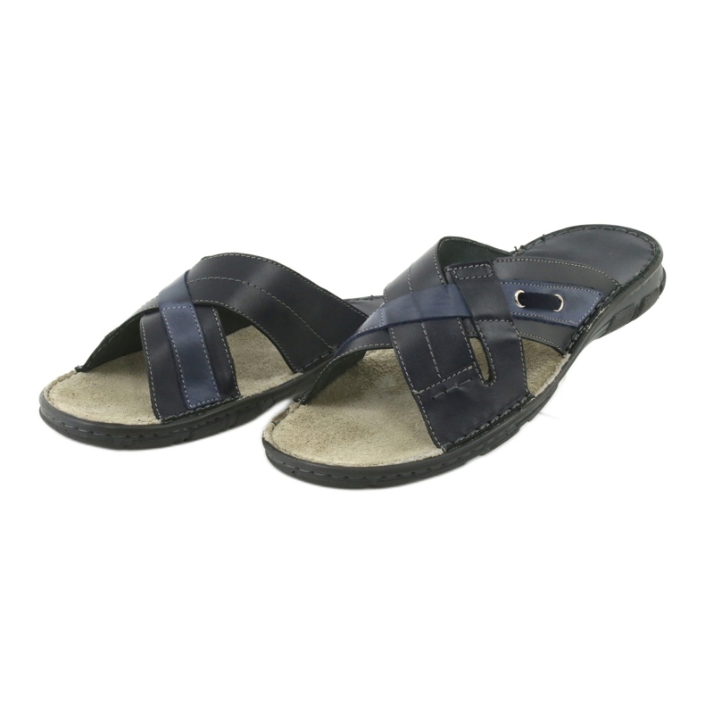 Pohodlné kožené pantofle Naszbut 055 námořnická modrá modrý 3