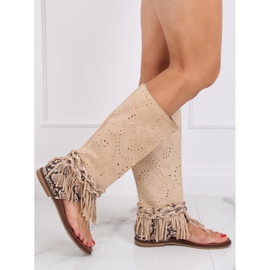 Žabky Boho s béžovým svrškem NS130P Beige 1