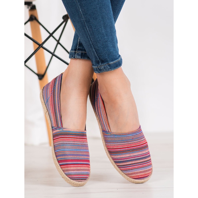 McKey Pruhované espadrilky hnědý červený modrý 1
