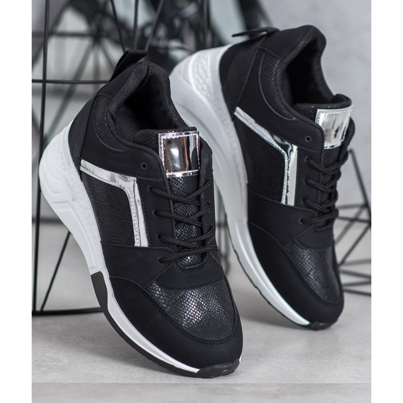 SHELOVET Klínové tenisky černá 1