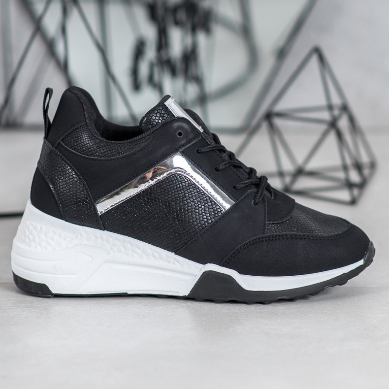 SHELOVET Klínové tenisky černá 2