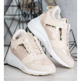 SHELOVET Klínové tenisky hnědý 1