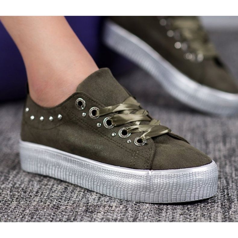 SHELOVET Semišové tenisky zelená 2