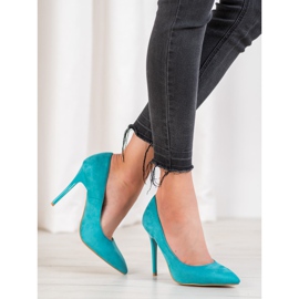 R'S Semišové podpatky modrý 2