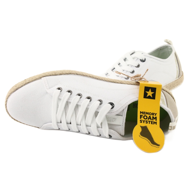 Pánské krajkové espadrilky Big Star 174155 bílý hnědý 1