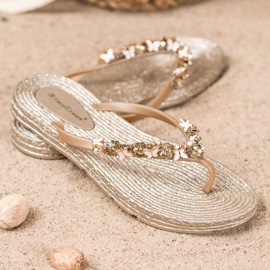 SHELOVET Gumové žabky s ornamenty žlutá 1